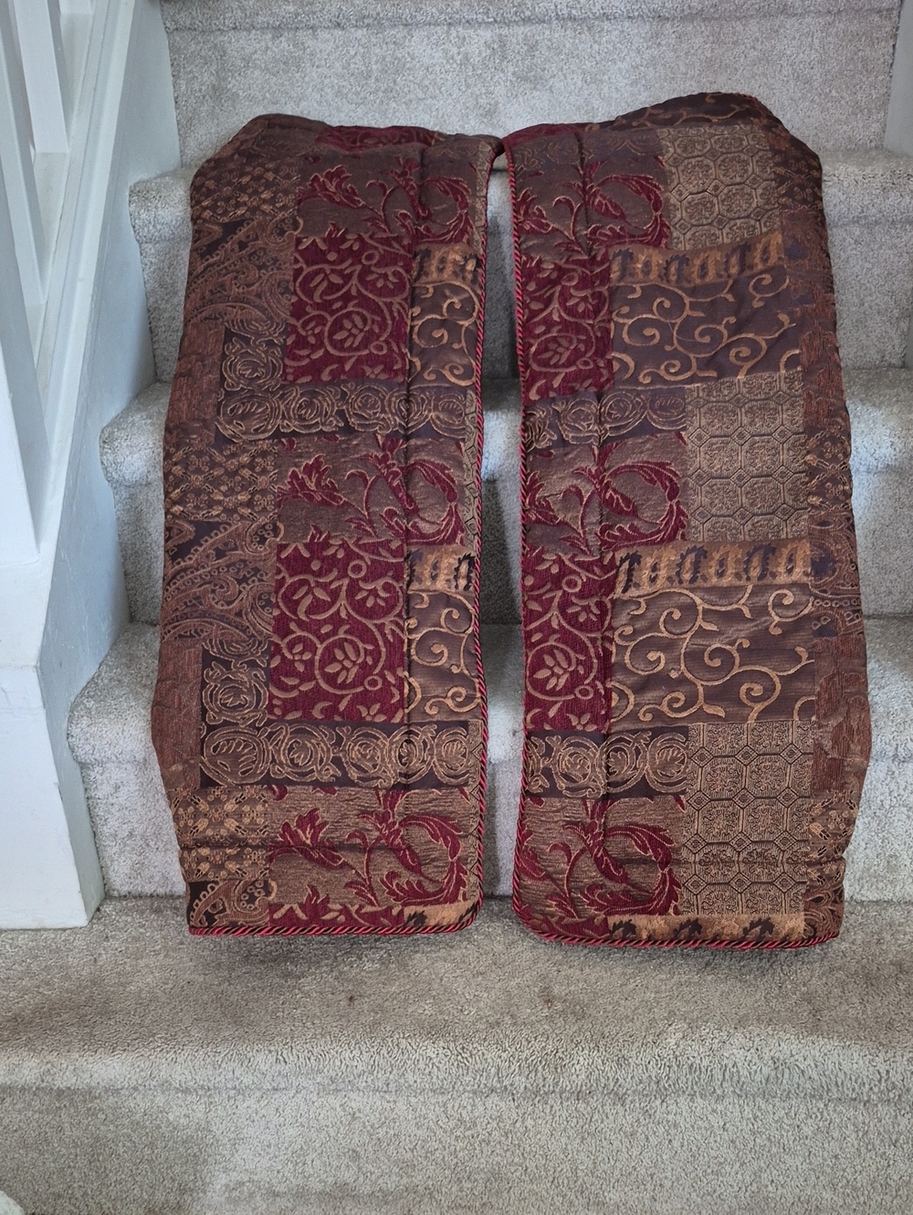 Two Burgundy Gold Croscill Pillow Shams King Size